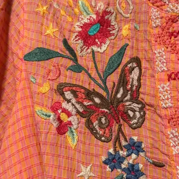 JOHNNY WAS Olinda Puff Sleeve Effortless Embroidered Lightweight Floral Blouse - Picture 7 of 13